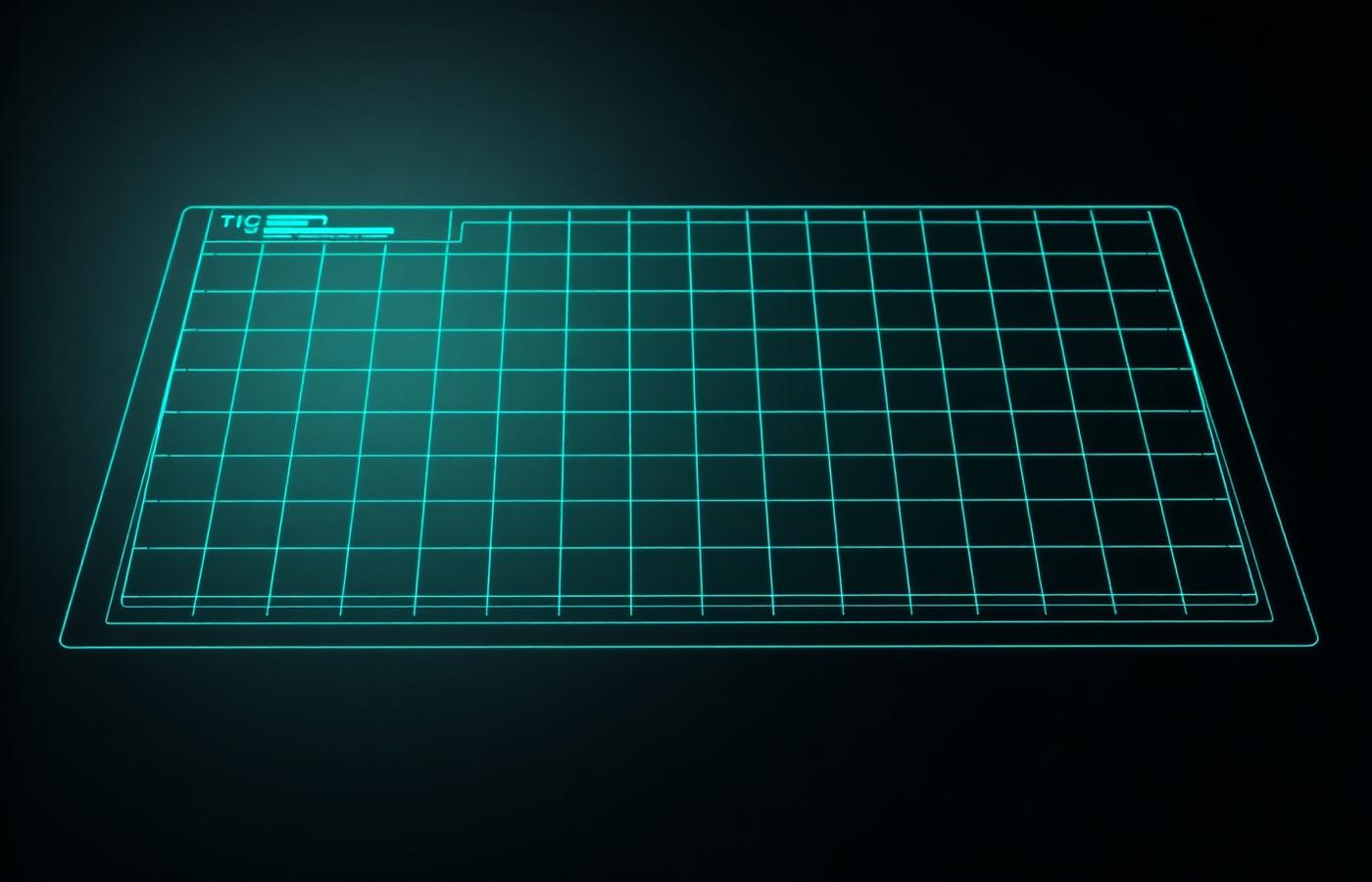 Glowing wireframe grid representing an interface blueprint